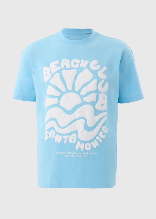Blue Graphic Stencil Detail T-Shirt - S Image 4