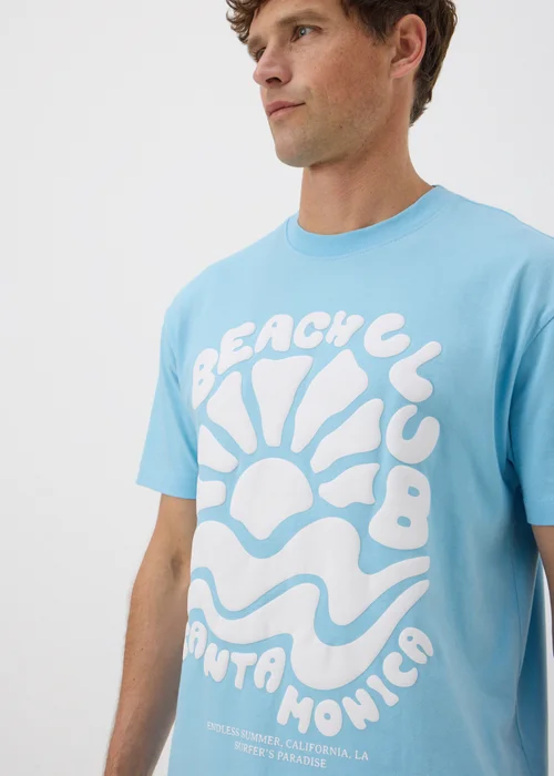 Blue Graphic Stencil Detail T-Shirt - S Image 3