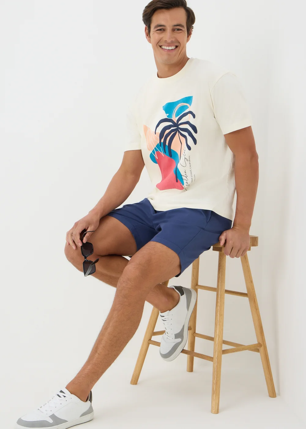 Ecru Watercolour Palm T-Shirt - S Image 1