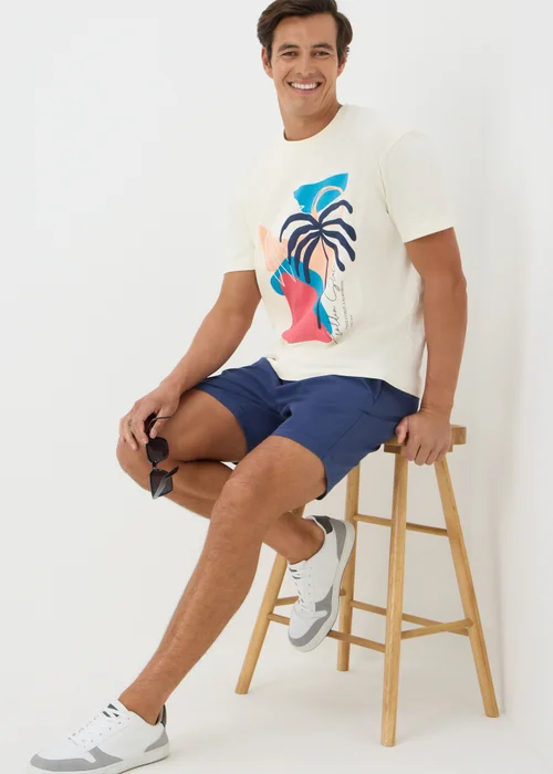 Ecru Watercolour Palm T-Shirt - S Image 1