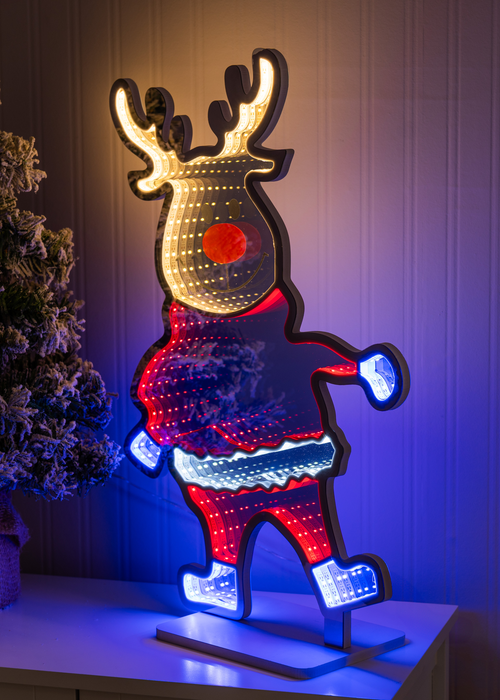 ValueLights Silver Ronnie Reindeer Infinity Style LED Christmas Decoration (56cm x 12cm x 37.5cm) - One Size Image 1