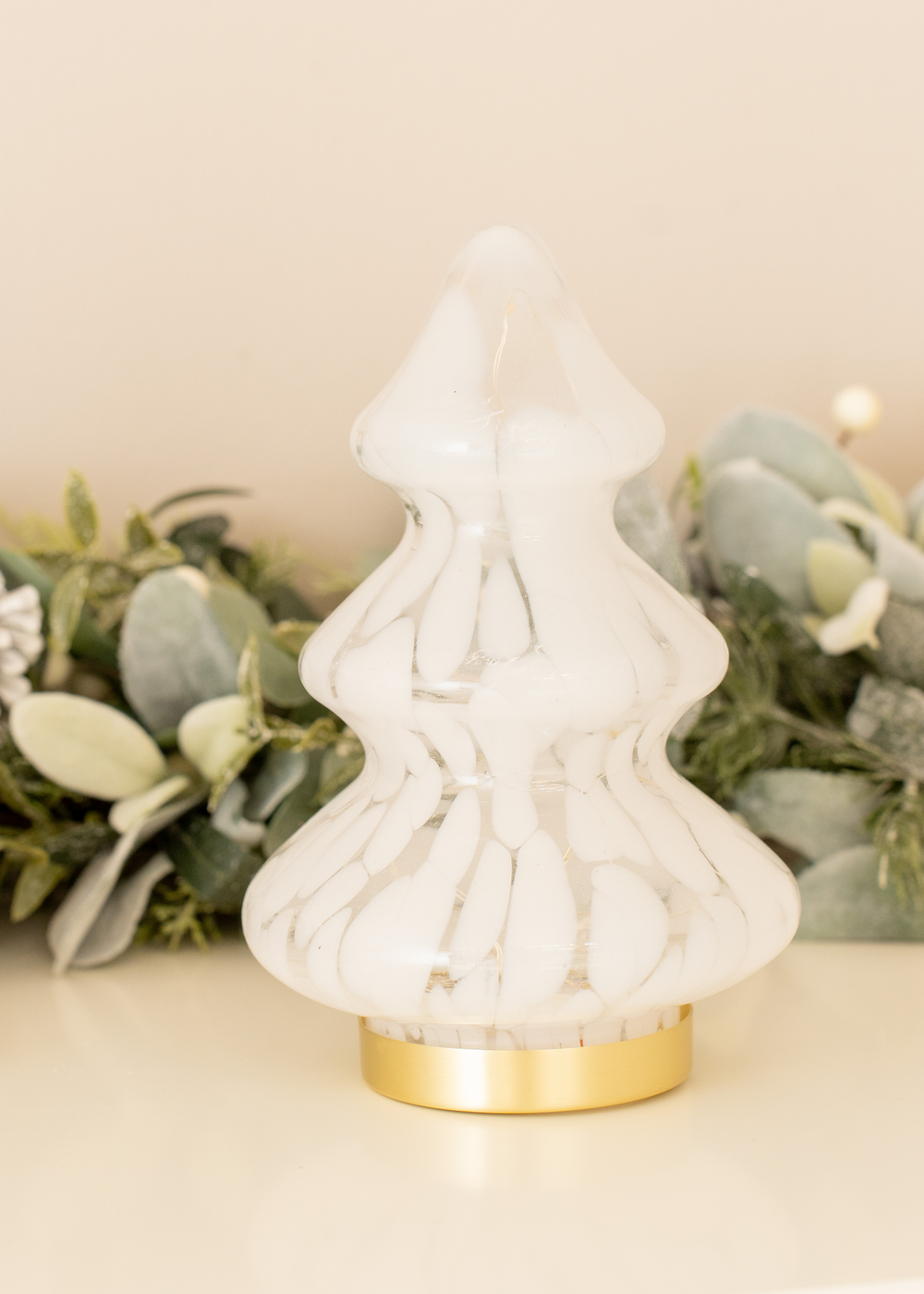 ValueLights White Confetti Glass LED Lit Christmas Tree Decoration (20.5cm x 13cm x 13cm) - One Size Image 2