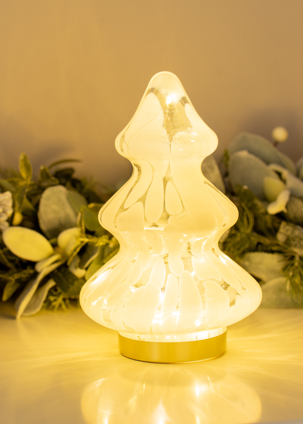 ValueLights White Confetti Glass LED Lit Christmas Tree Decoration (20.5cm x 13cm x 13cm) - One Size Image 1