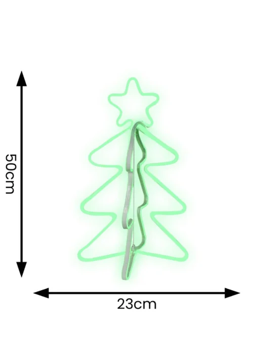 ValueLights Noble Green Neon Style LED Lit Christmas Tree (50cm x 23cm x 23cm) - One Size Image 6