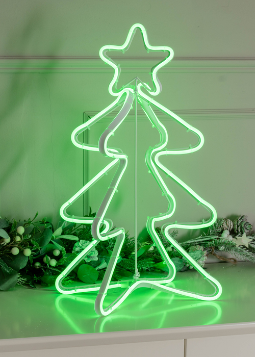 ValueLights Noble Green Neon Style LED Lit Christmas Tree (50cm x 23cm x 23cm) - One Size Image 2