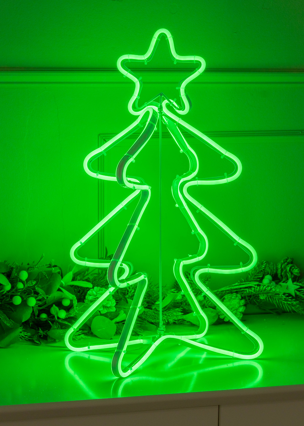 ValueLights Noble Green Neon Style LED Lit Christmas Tree (50cm x 23cm x 23cm) - One Size Image 1