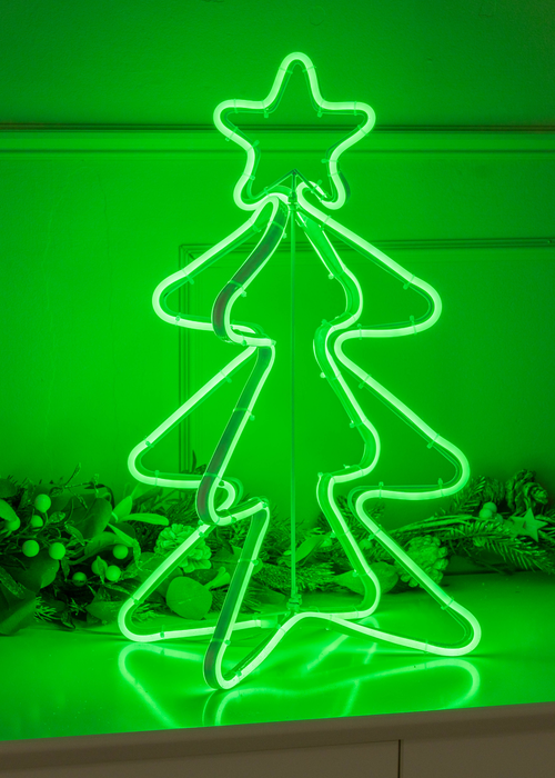ValueLights Noble Green Neon Style LED Lit Christmas Tree (50cm x 23cm x 23cm) - One Size Image 1