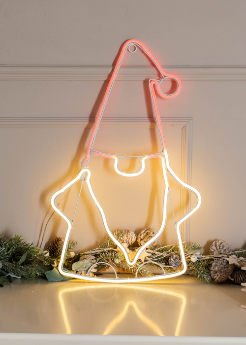 ValueLights White Gordon Neon Style LED Lit Gonk Decoration (50cm x 31cm x 2cm) - One Size Image 1