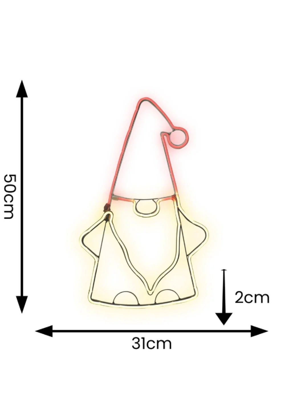 ValueLights White Gordon Neon Style LED Lit Gonk Decoration (50cm x 31cm x 2cm) - One Size Image 4