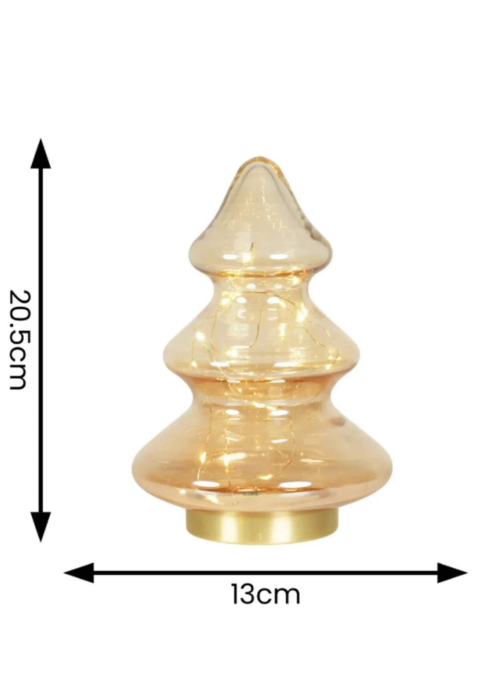 ValueLights Gold Amber Glass LED Lit Christmas Tree Decoration (20.5cm x 13cm x 13cm) - One Size Image 6