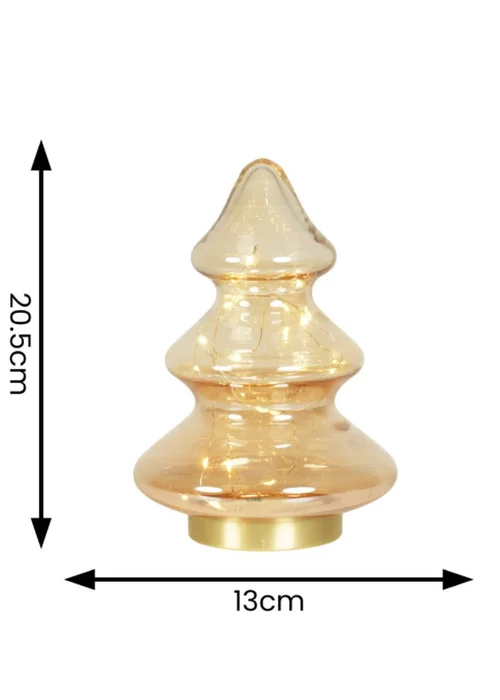 ValueLights Gold Amber Glass LED Lit Christmas Tree Decoration (20.5cm x 13cm x 13cm) - One Size Image 6