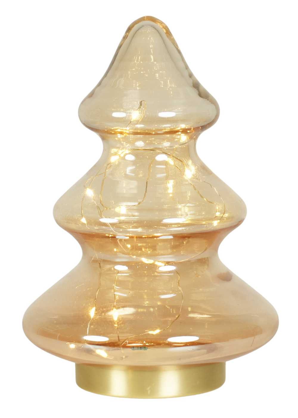 ValueLights Gold Amber Glass LED Lit Christmas Tree Decoration (20.5cm x 13cm x 13cm) - One Size Image 3