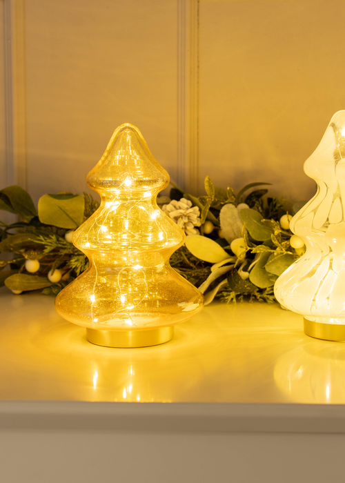 ValueLights Gold Amber Glass LED Lit Christmas Tree Decoration (20.5cm x 13cm x 13cm) - One Size Image 4