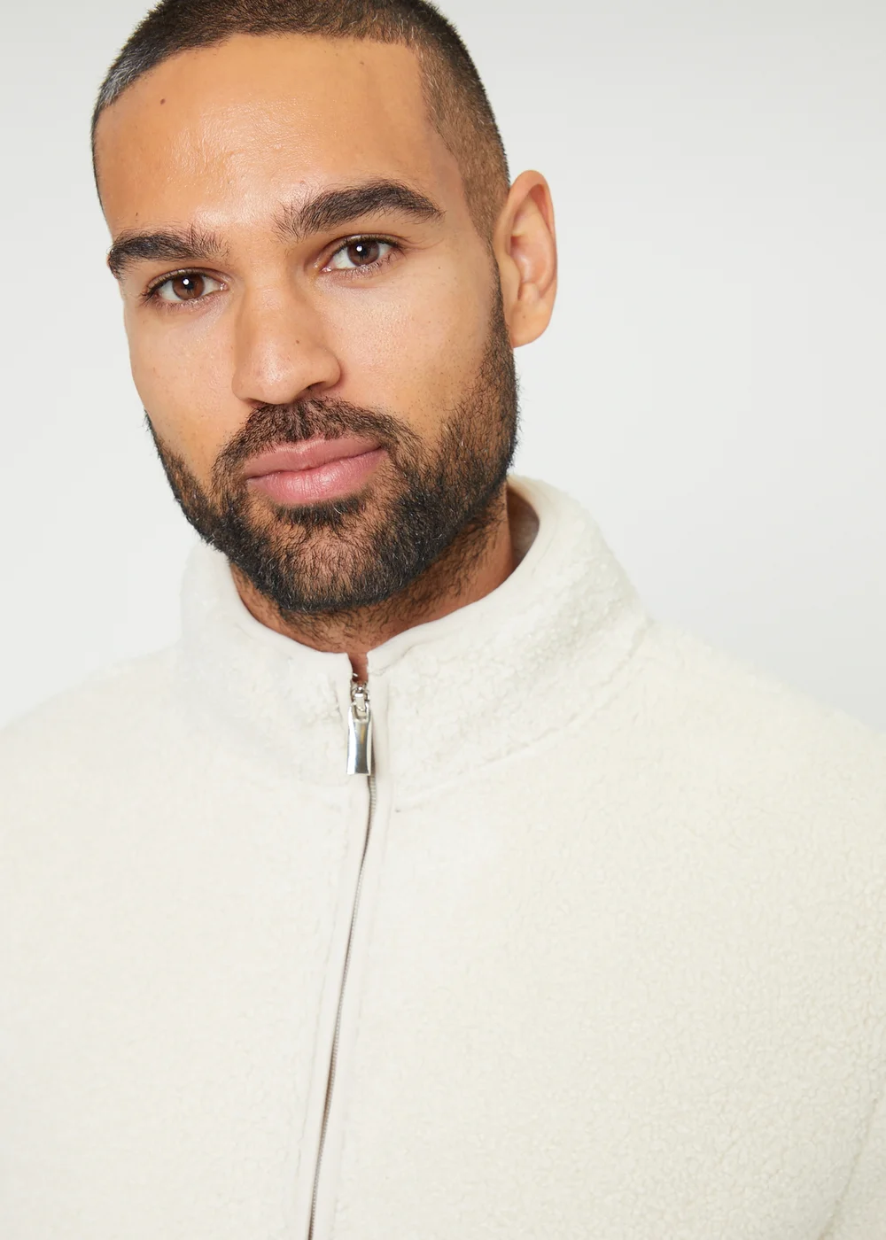 Threadbare Natural Zip Through Funnel Neck Borg Fleece - S Image 3