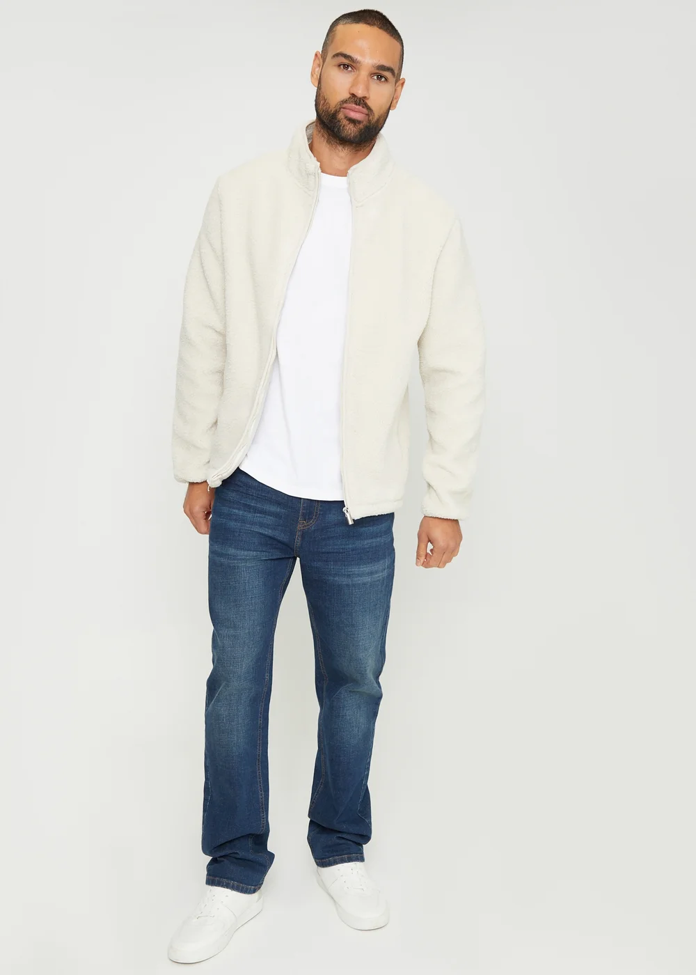 Threadbare Natural Zip Through Funnel Neck Borg Fleece - S Image 4