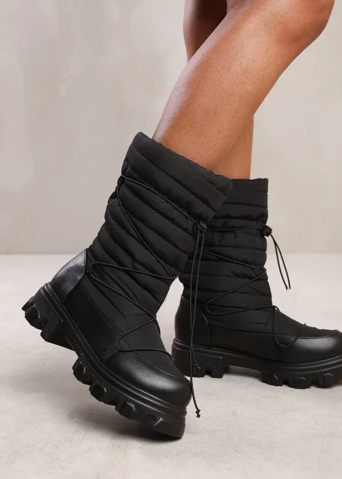 Where's That From Black Harleen Chunky Sole Puffy Ankle Boots - 3 Image 1
