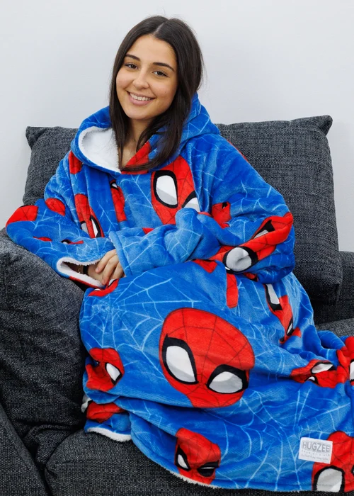 Spiderman Heads Up Wearable Hooded Fleece - Small Image 4