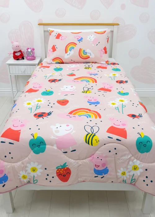 Peppa Pig Lovely Coverless Quilt Reversible Duvet Set - Junior Image 1