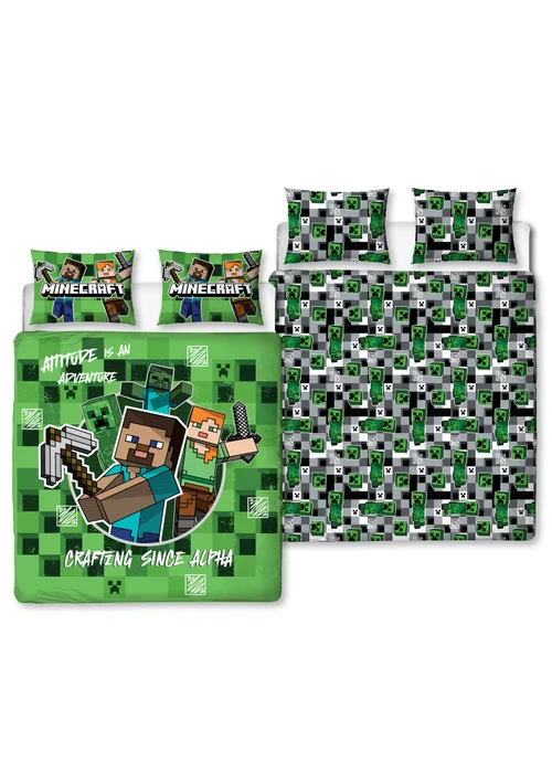Minecraft Block Check Reversible Duvet Cover Set - Single Image 5
