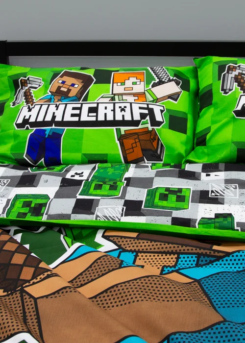 Minecraft Block Check Reversible Duvet Cover Set - Single Image 4
