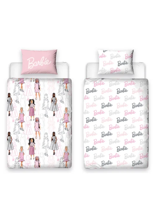 Barbie Figures Reversible Duvet Cover Set - Double Image 4