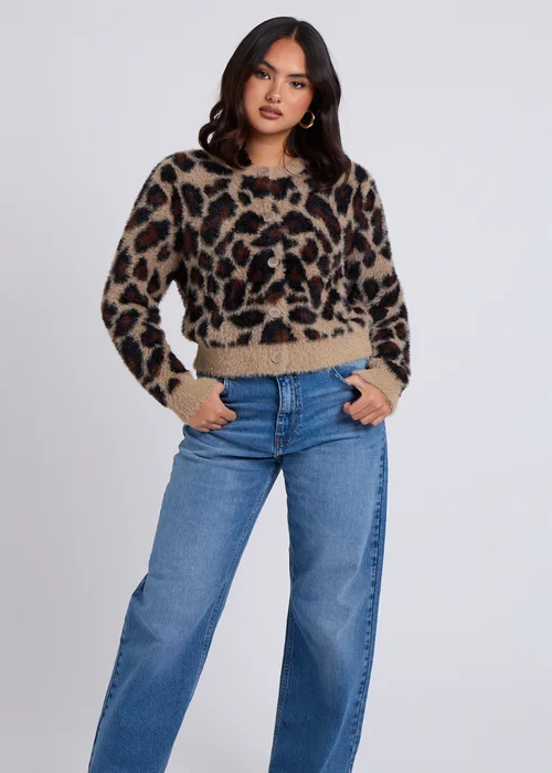 Urban Bliss Brown Leopard Print Cardigan - S Image 1