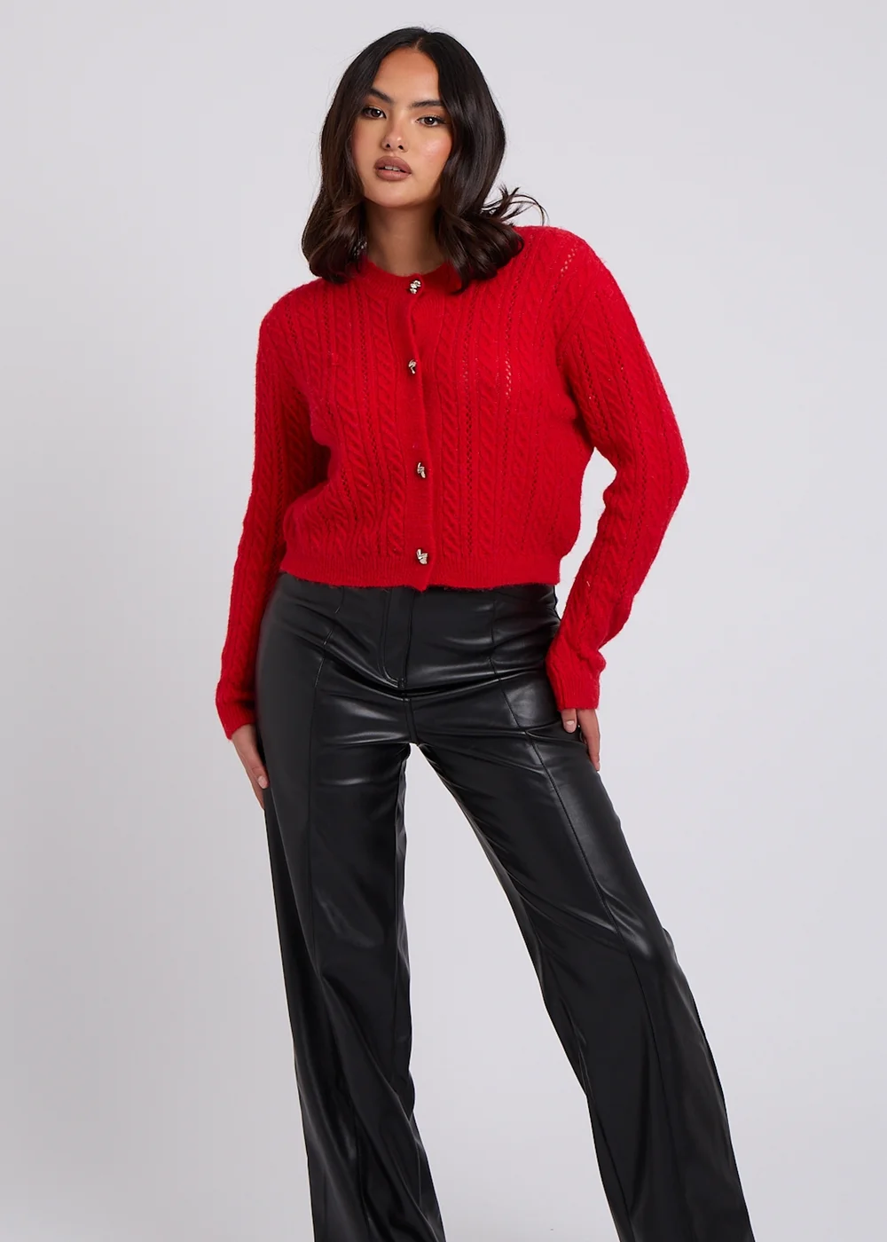 Urban Bliss Black PU Wide Leg Trouser - 12 Image 3