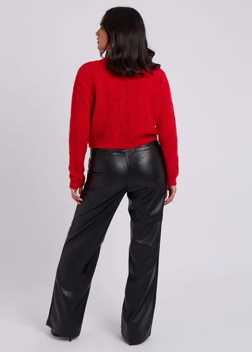 Urban Bliss Black PU Wide Leg Trouser - 12 Image 4