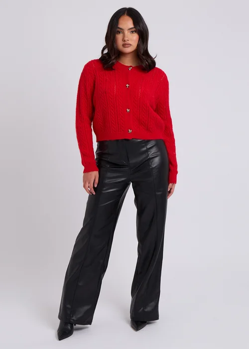 Urban Bliss Black PU Wide Leg Trouser - 12 Image 2