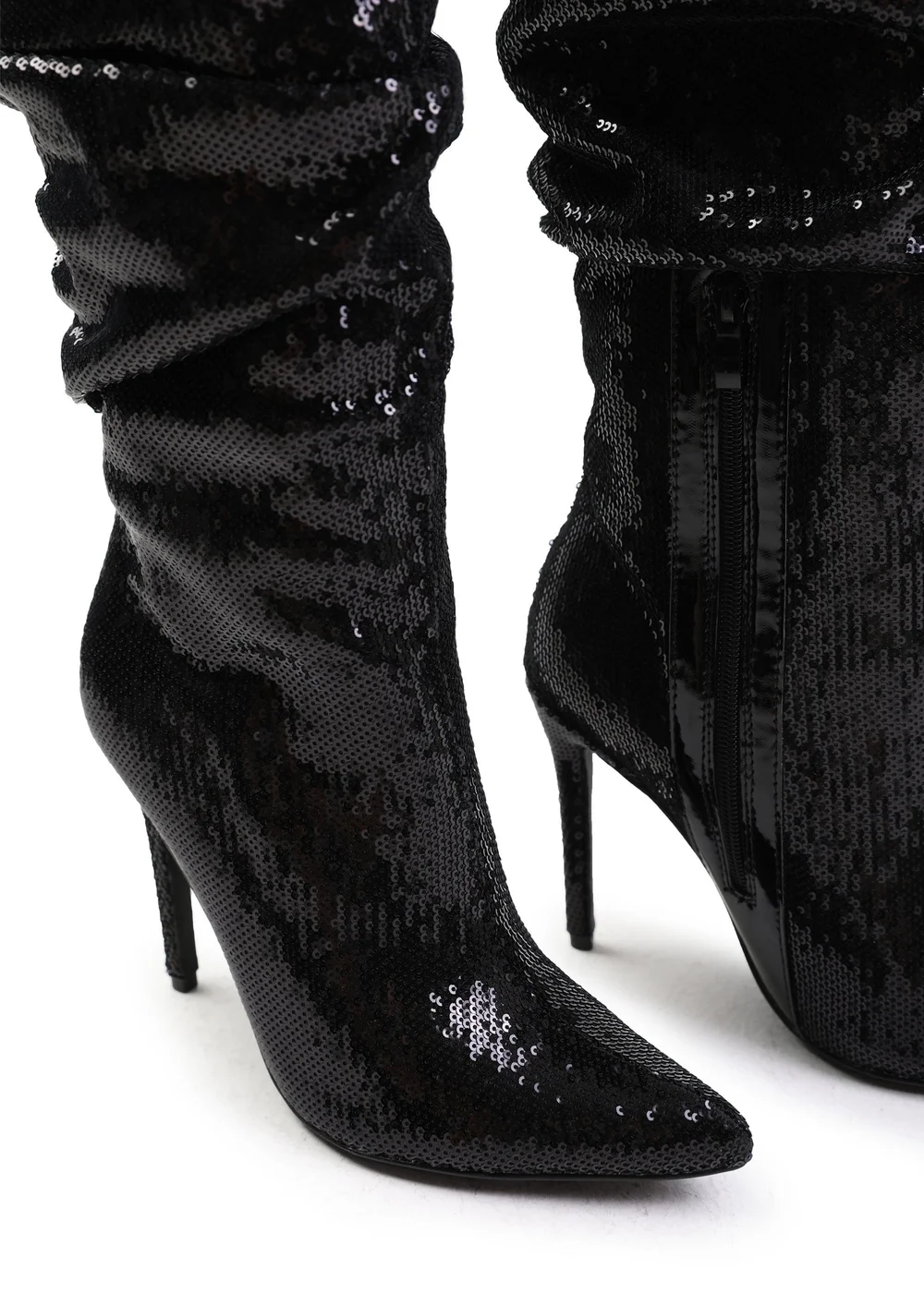 Where's That From Black Sparkle Below Knee Sequin Slouch Boots - 3 Image 4