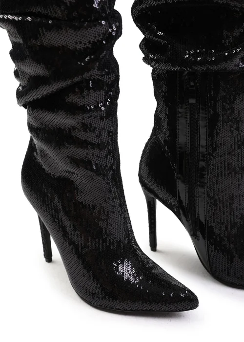 Where's That From Black Sparkle Below Knee Sequin Slouch Boots - 3 Image 4