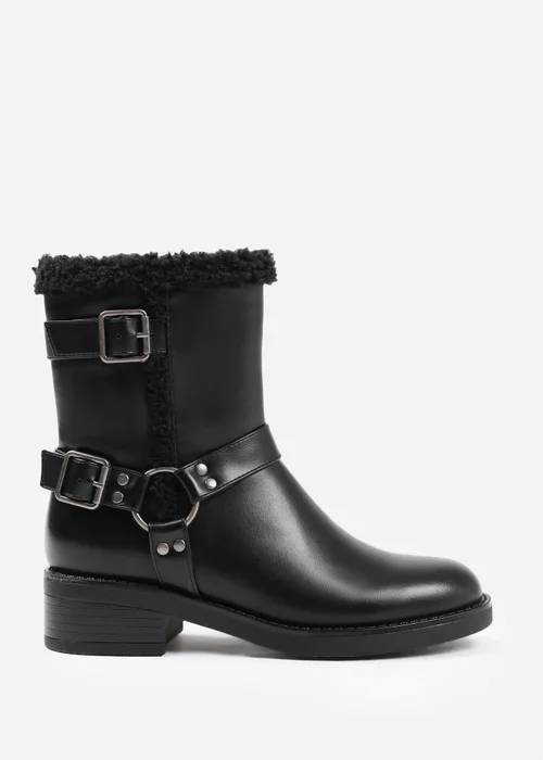 Where's That From Black Wynter Ankle Boot With Buckle Detailing - 3 Image 2