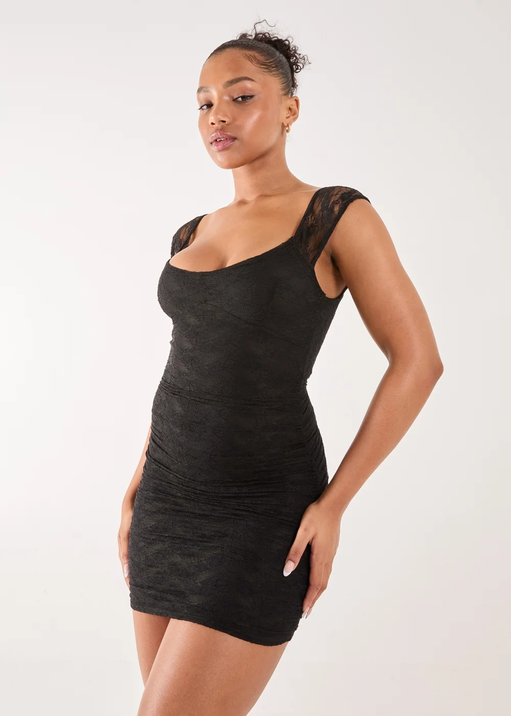 Pink Vanilla Black Lace Sweetheart Mini Dress - 6 Image 1