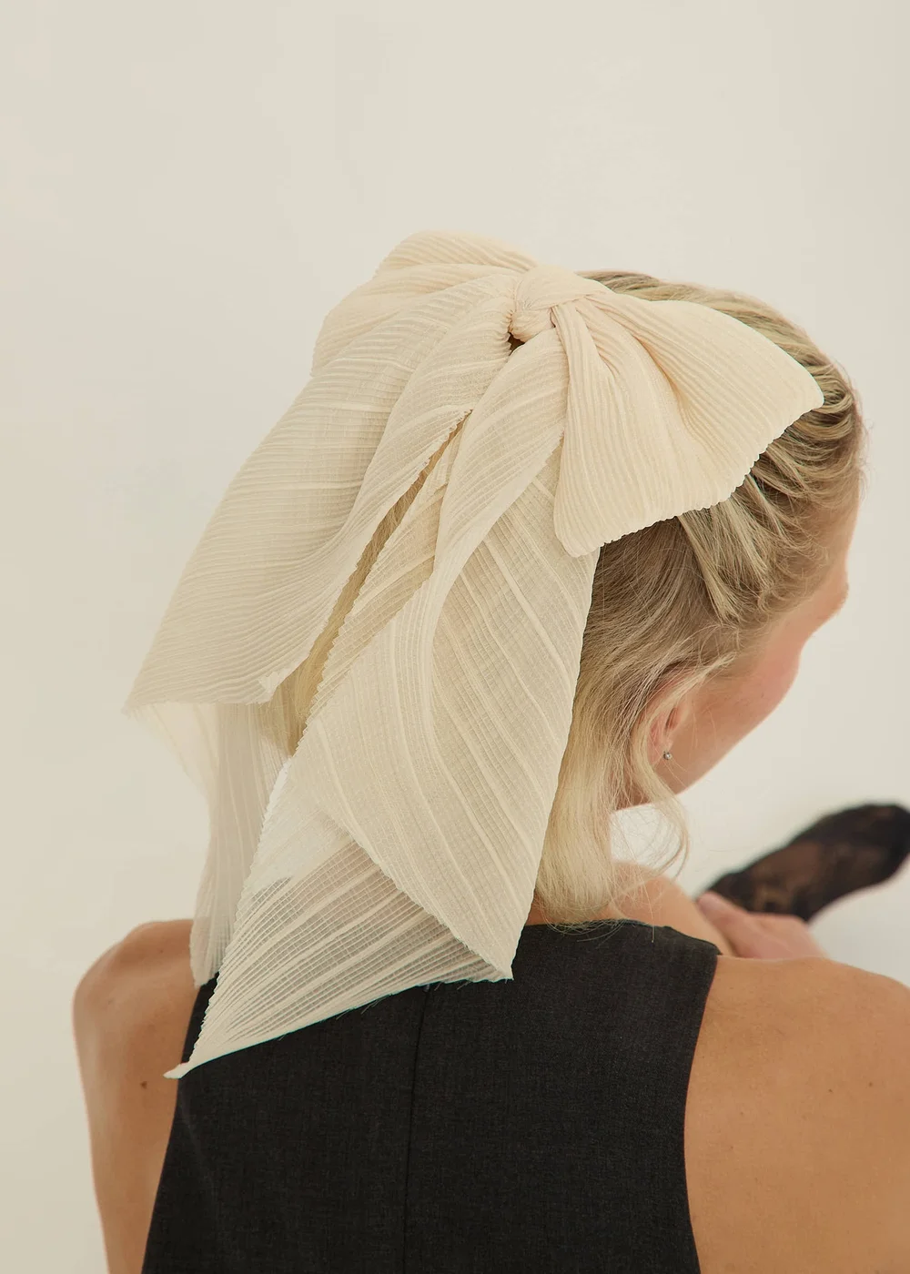 Madein Cream Oversized Elise Pleated Bow - One Size Image 1
