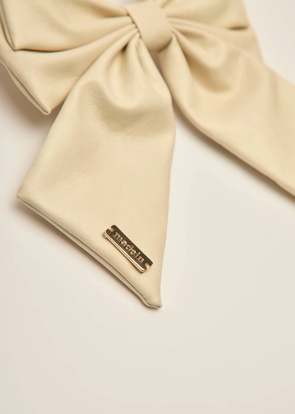 Madein Cream Luxe Polly Bow with Golden Accent - One Size Image 4