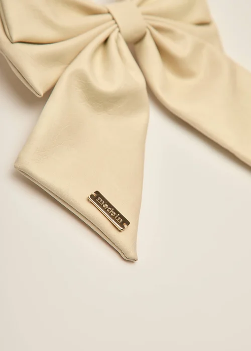 Madein Cream Luxe Polly Bow with Golden Accent - One Size Image 4