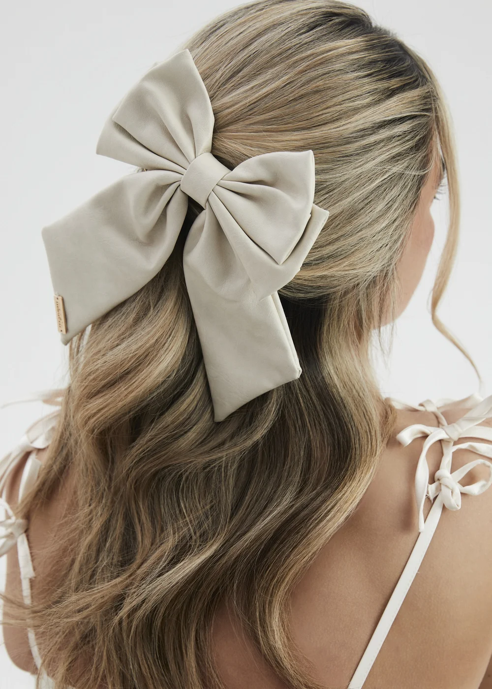 Madein Cream Luxe Polly Bow with Golden Accent - One Size Image 2