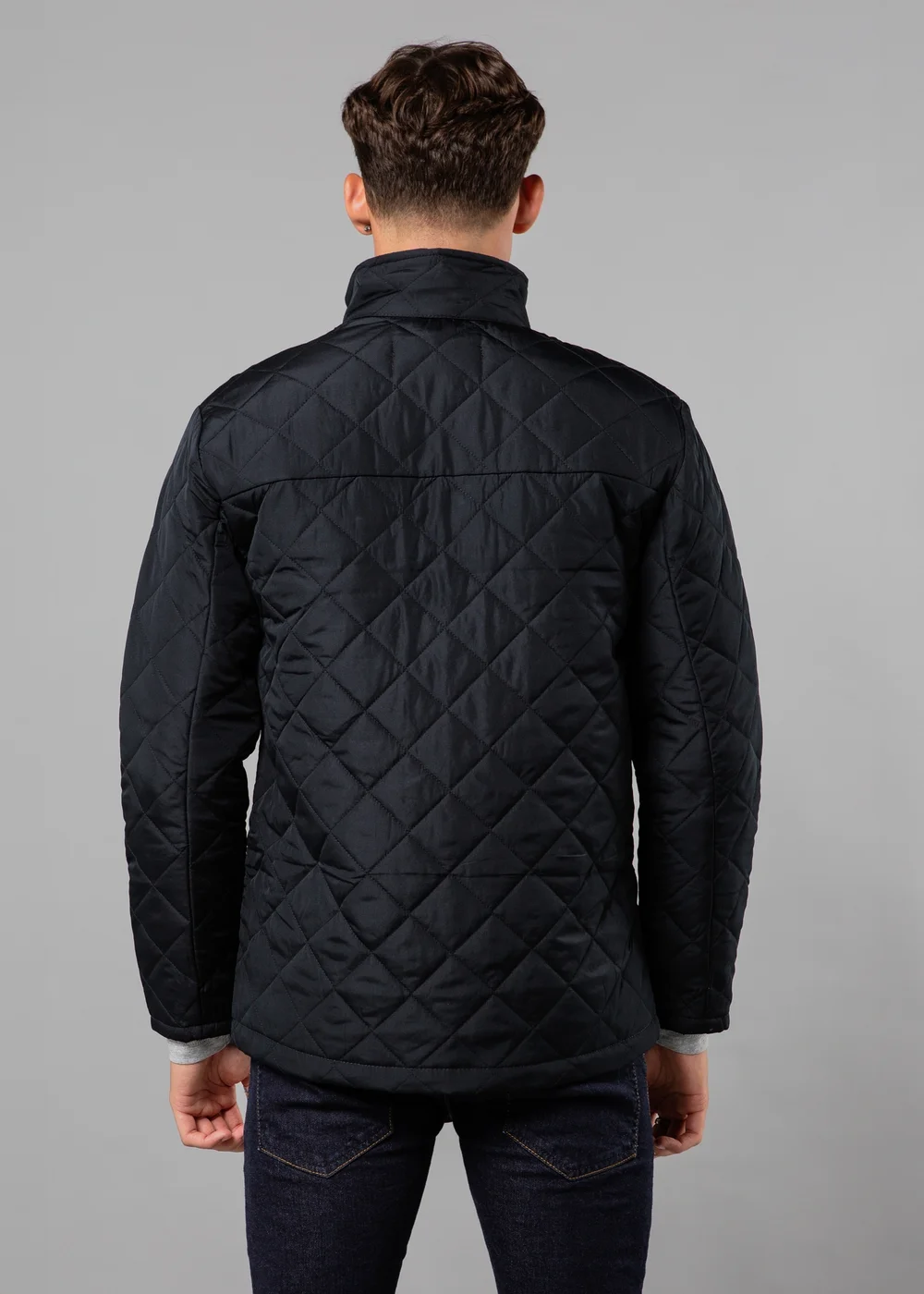 French Connection Navy Funnel Neck Diamond Quilted Jacket - S Image 2