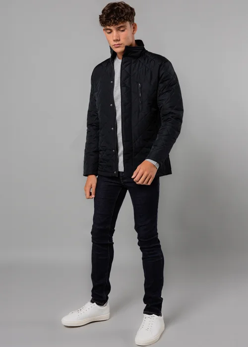 French Connection Navy Funnel Neck Diamond Quilted Jacket - S Image 4