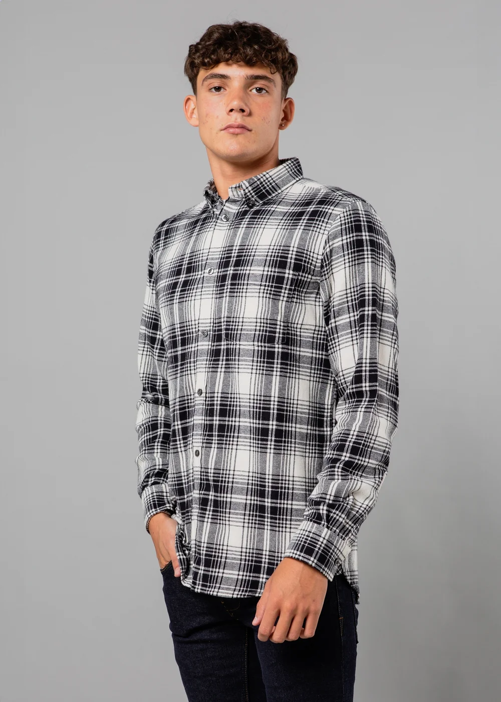 French Connection Ecru Cotton Flannel Long Sleeve Shirt - S Image 1