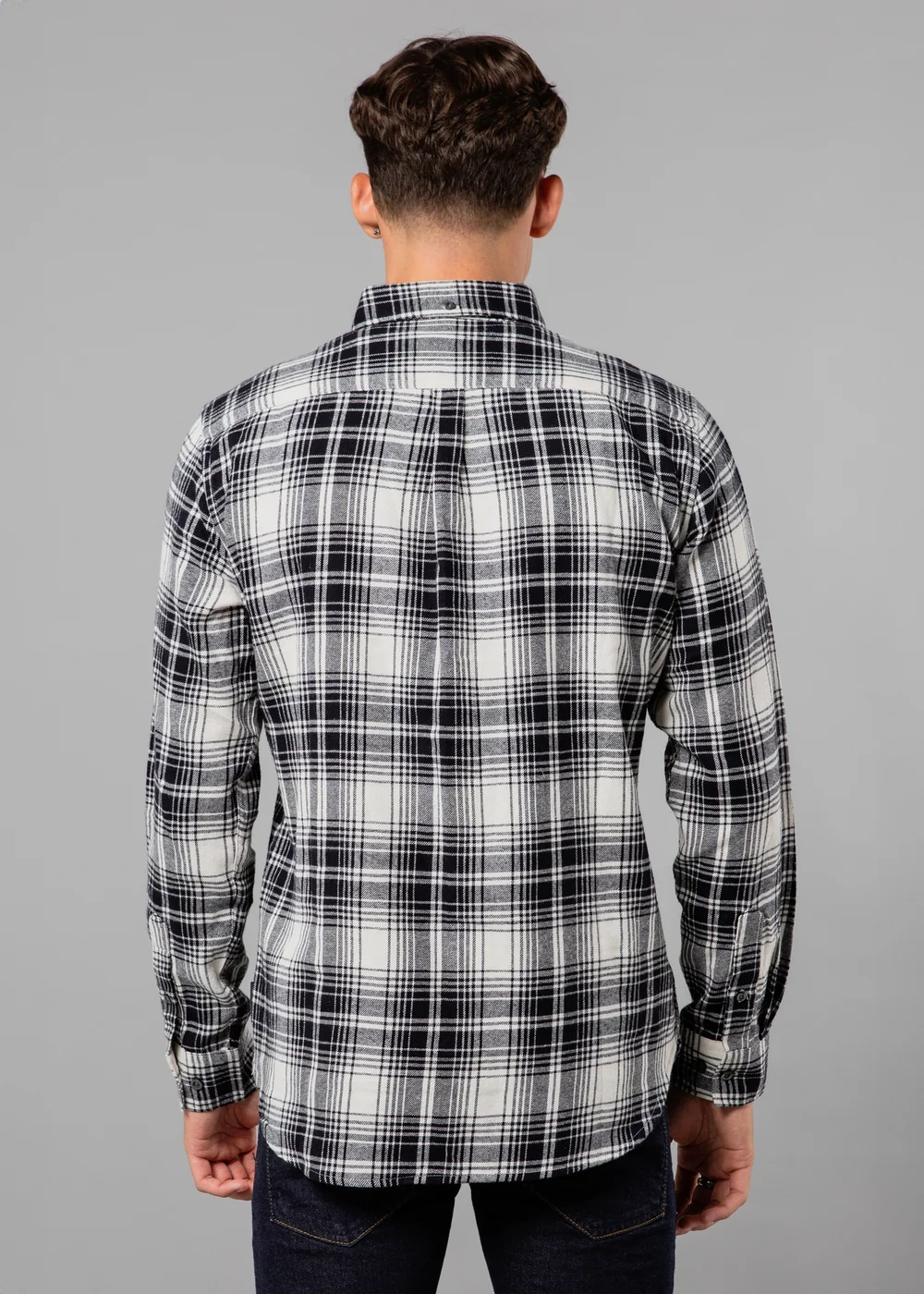 French Connection Ecru Cotton Flannel Long Sleeve Shirt - S Image 2