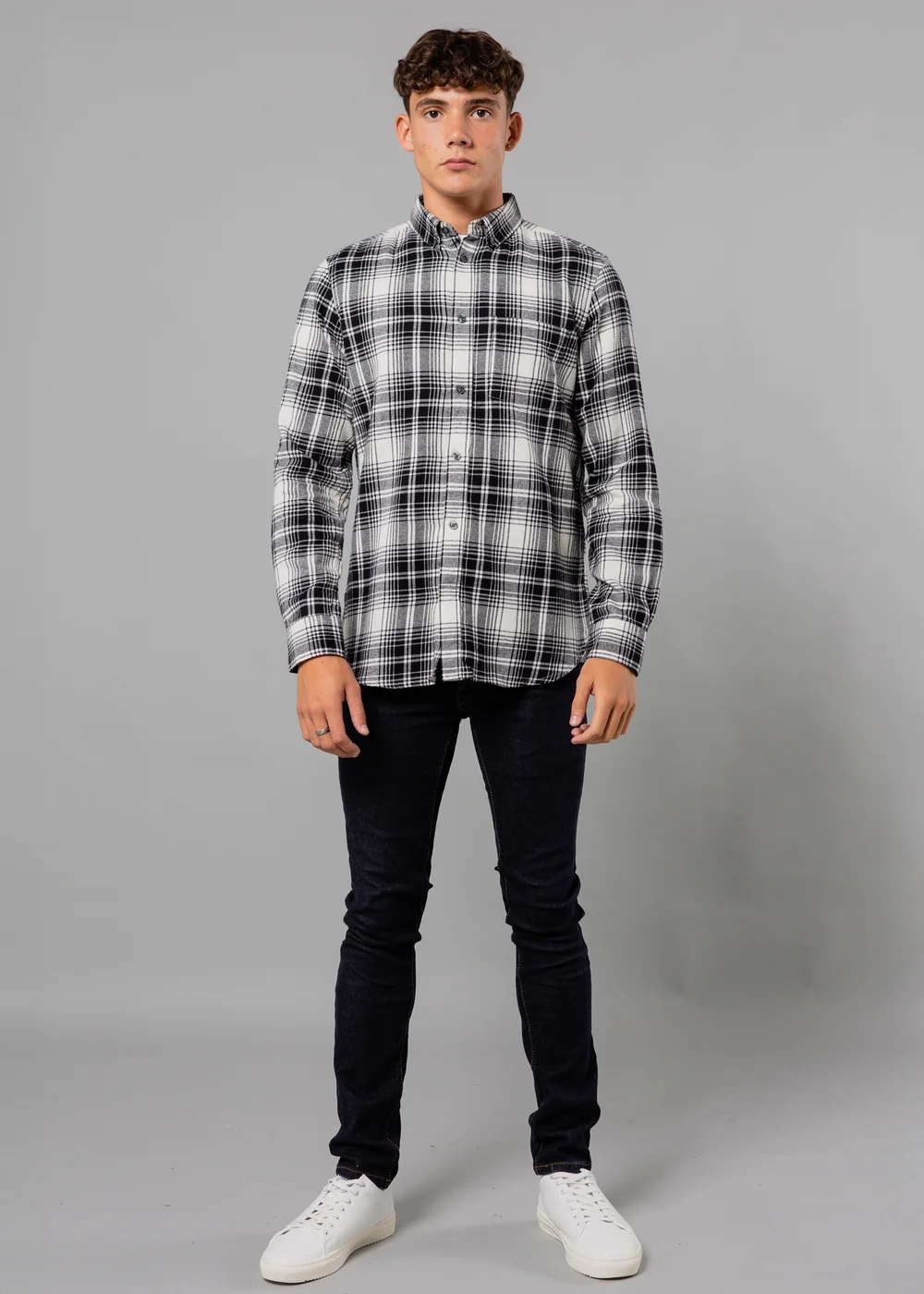 French Connection Ecru Cotton Flannel Long Sleeve Shirt - S Image 3