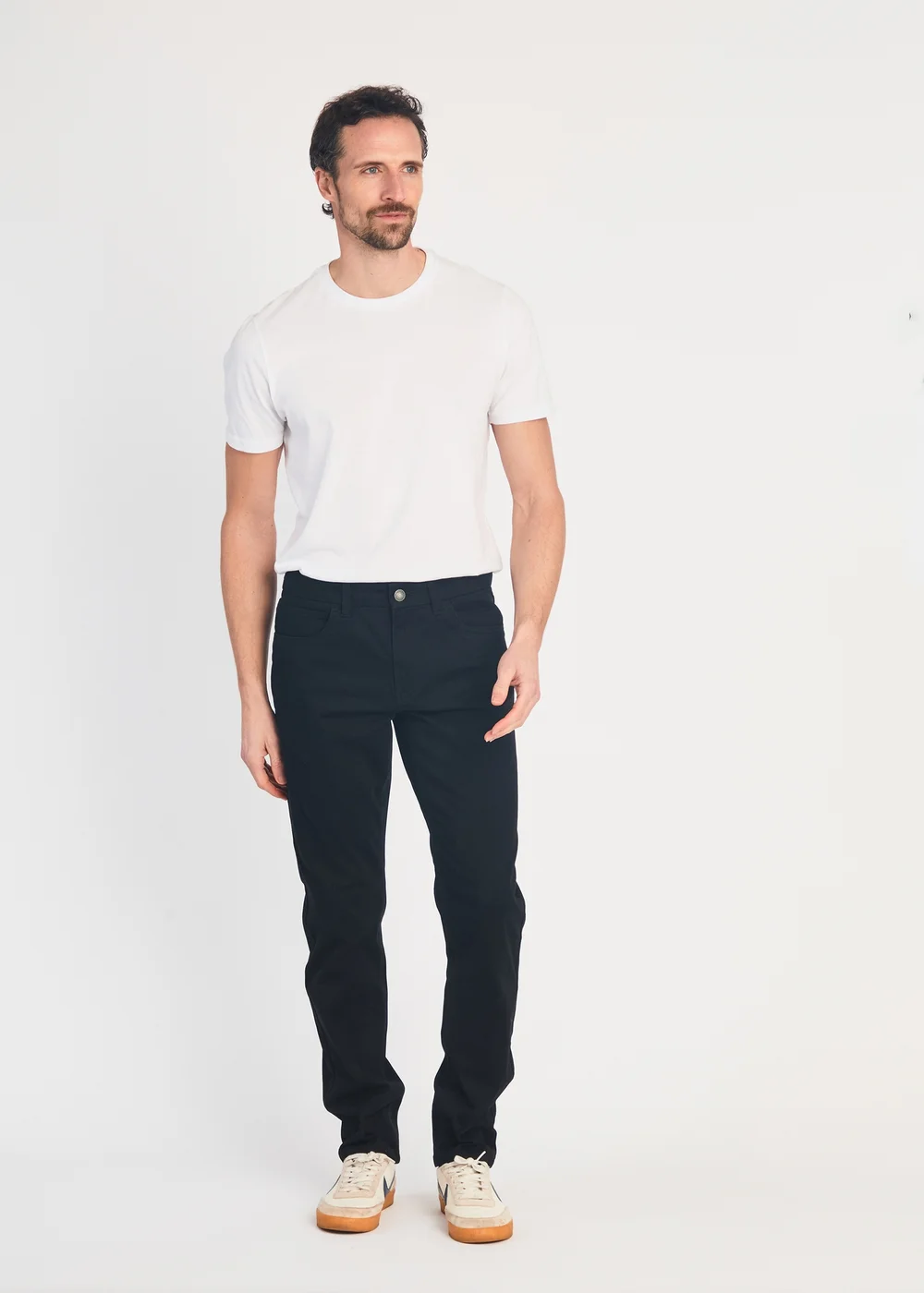 French Connection Black Cotton Five-Pocket Chino Trousers - S Image 3