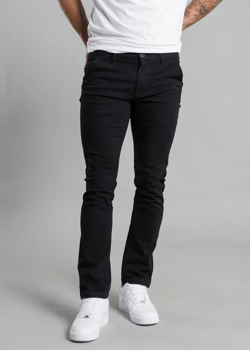 French Connection Black Cotton Regular Fit Chino Trousers - S Image 1