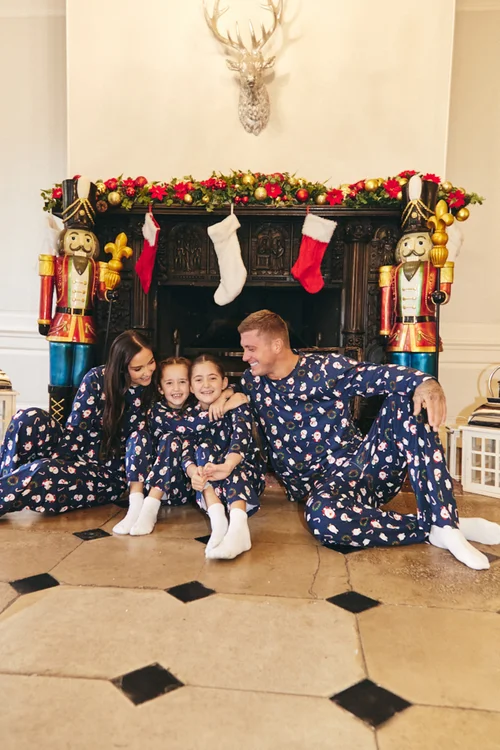 In The Style Navy Festive Print Matching Family Pyjama Set - Extra small Image 2