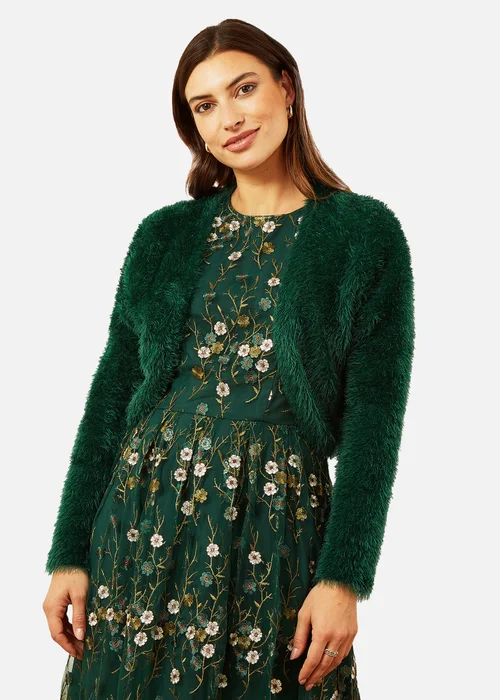 Yumi Green Eyelash Knit Bolero - M Image 1