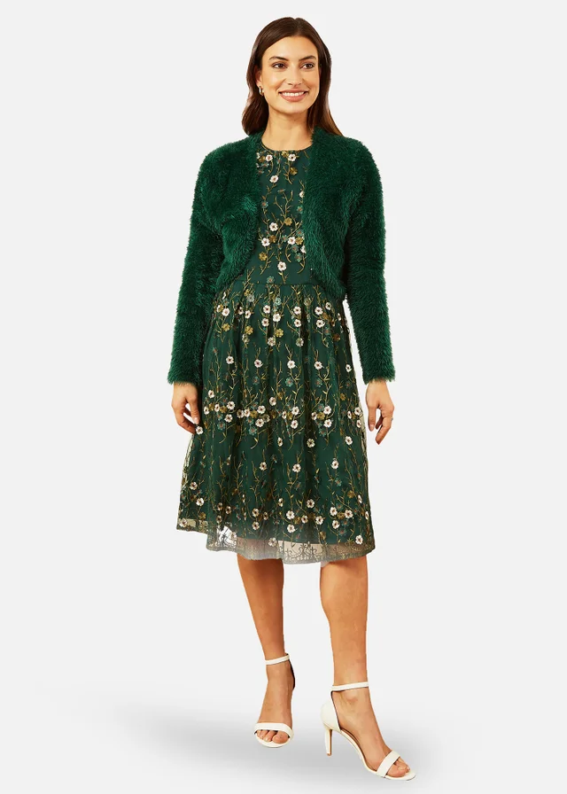 Yumi Green Eyelash Knit Bolero
