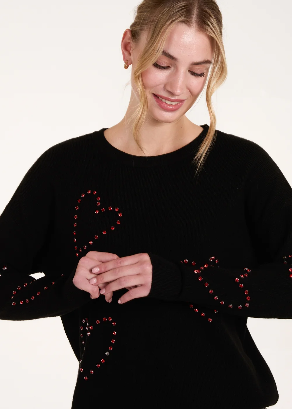 Blue Vanilla Black Rhinestone Heart Jumper - S/M Image 2
