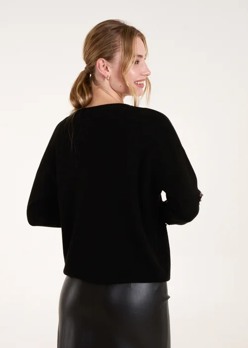 Blue Vanilla Black Rhinestone Heart Jumper - S/M Image 4