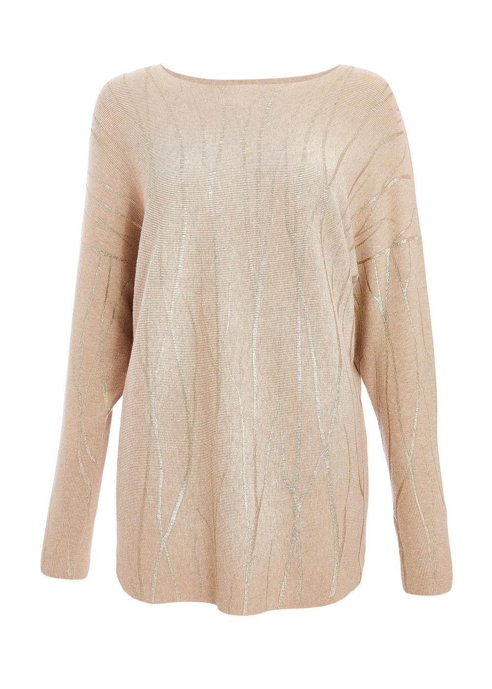 Quiz Beige Knit Foil Detail Jumper - S Image 4